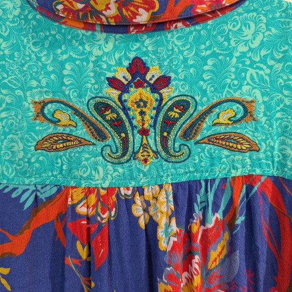 SOFT SURROUNDINGS Hermosa Top 3X Floral Multi color Print Blouse w/ Embroidery - Picture 3 of 10
